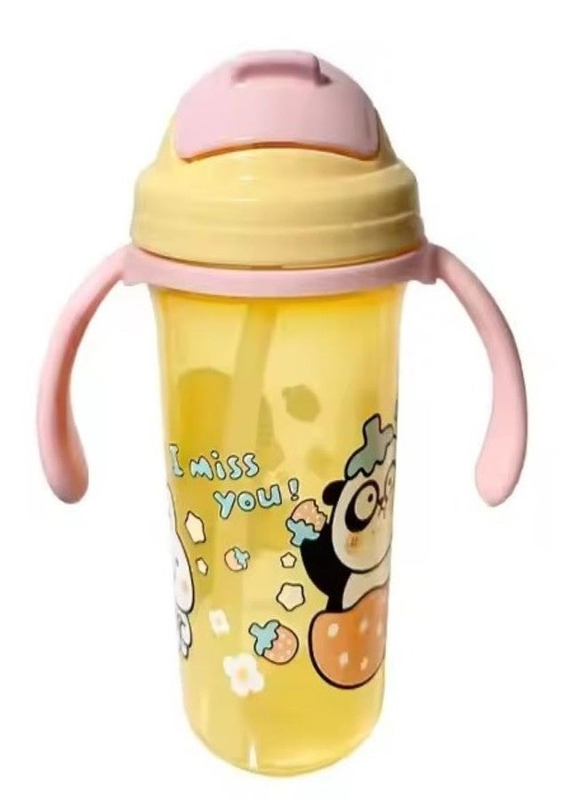 Mummamia Double Handle Printed Straw Sipper for Toddlers with Cute Character Design (Yellow) - Image 1