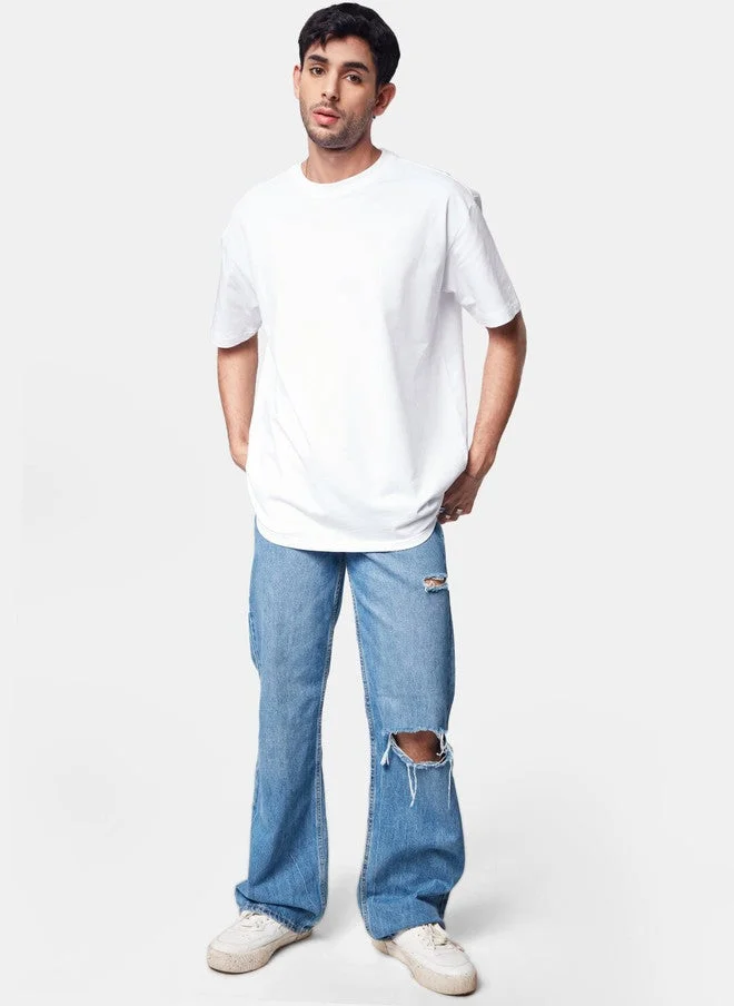 ذا سوليد ستور The Souled Store Men Oversized Fit Solid White T-Shirt