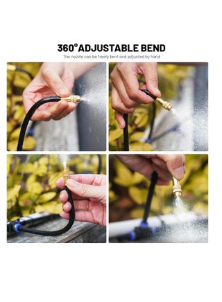 360° Adjustable Drip Irrigation System - 50FT Garden Watering System with 16 Nozzles, Garden Irrigation System, Greenhouse Accessories, Atomizing System for Yard, Lawn, Plants, 5/16 inch Hose - view 2