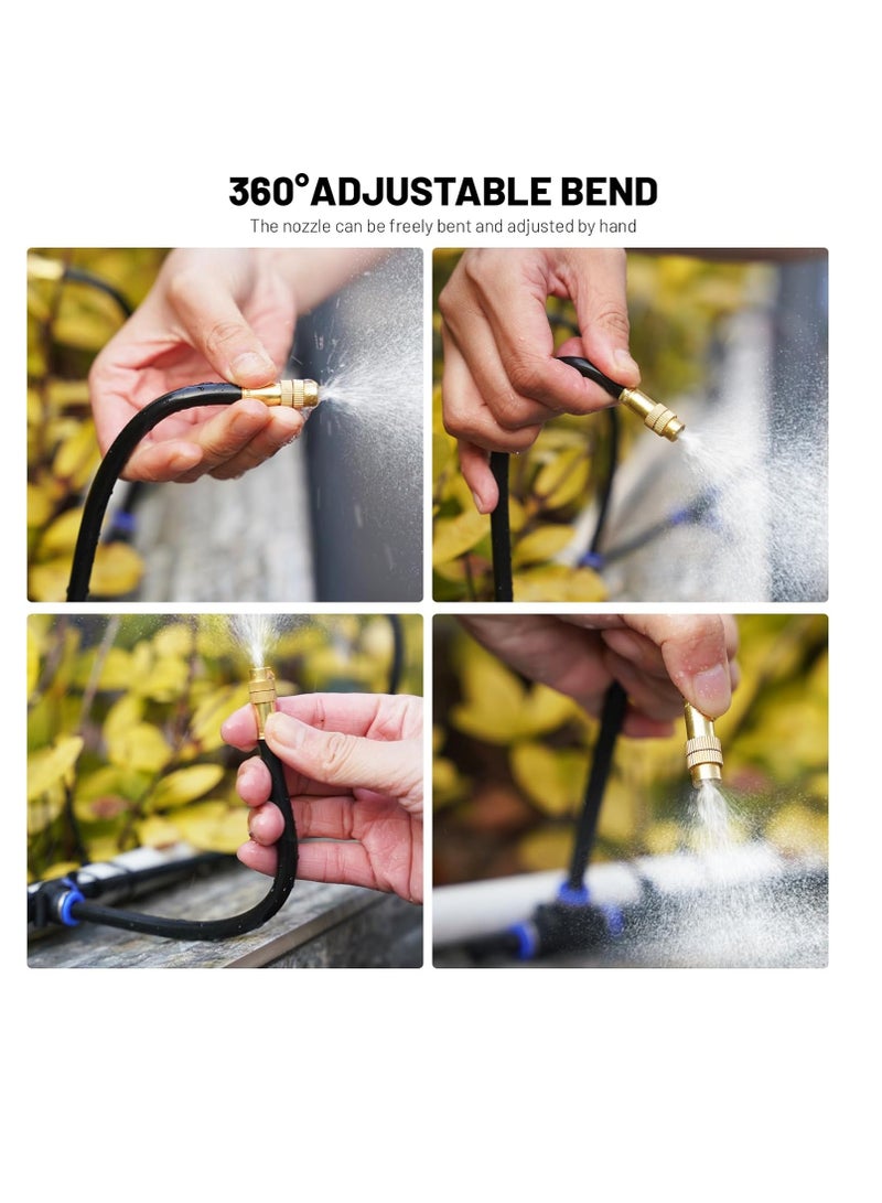 عام 360 ° نظام ري للتنقيط القابل للتعديل - نظام سقي حديقة 50 قدمًا مع 16 فوهًا ، نظام ري في الحديقة ، إكسسوارات الدفيئة ، نظام التفتيش للساحة ، العشب ، النباتات ، 5/16 بوصة خرطوم - Image 2