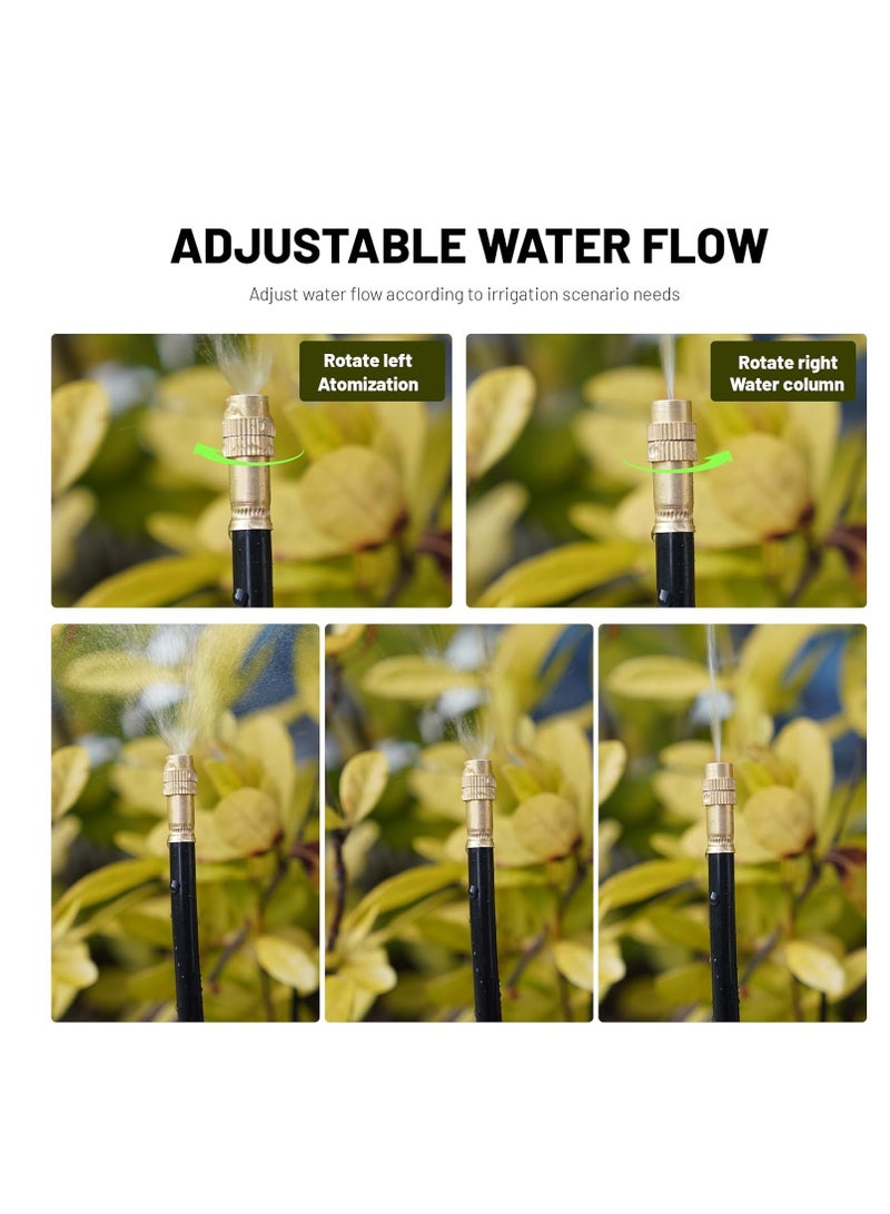 عام 360 ° نظام ري للتنقيط القابل للتعديل - نظام سقي حديقة 50 قدمًا مع 16 فوهًا ، نظام ري في الحديقة ، إكسسوارات الدفيئة ، نظام التفتيش للساحة ، العشب ، النباتات ، 5/16 بوصة خرطوم - Image 4