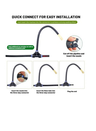360° Adjustable Drip Irrigation System - 50FT Garden Watering System with 16 Nozzles, Garden Irrigation System, Greenhouse Accessories, Atomizing System for Yard, Lawn, Plants, 5/16 inch Hose - view 5