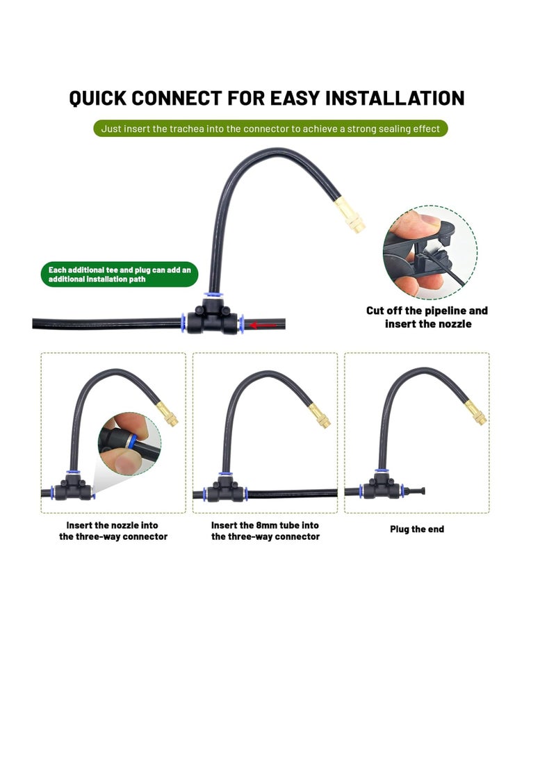 عام 360 ° نظام ري للتنقيط القابل للتعديل - نظام سقي حديقة 50 قدمًا مع 16 فوهًا ، نظام ري في الحديقة ، إكسسوارات الدفيئة ، نظام التفتيش للساحة ، العشب ، النباتات ، 5/16 بوصة خرطوم - Image 5