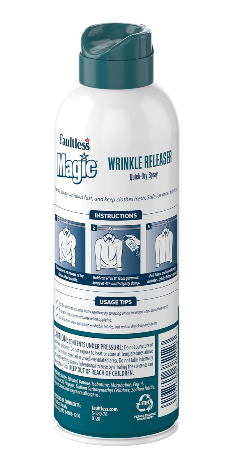 Faultless Magic Wrinkle Releaser Quick-Dry Spray, 284 g / 10 oz Fabric Freshener for Removing Wrinkles Without Ironing, All-Day Fresh Scent for Washable Clothing and Fabrics - Image 2