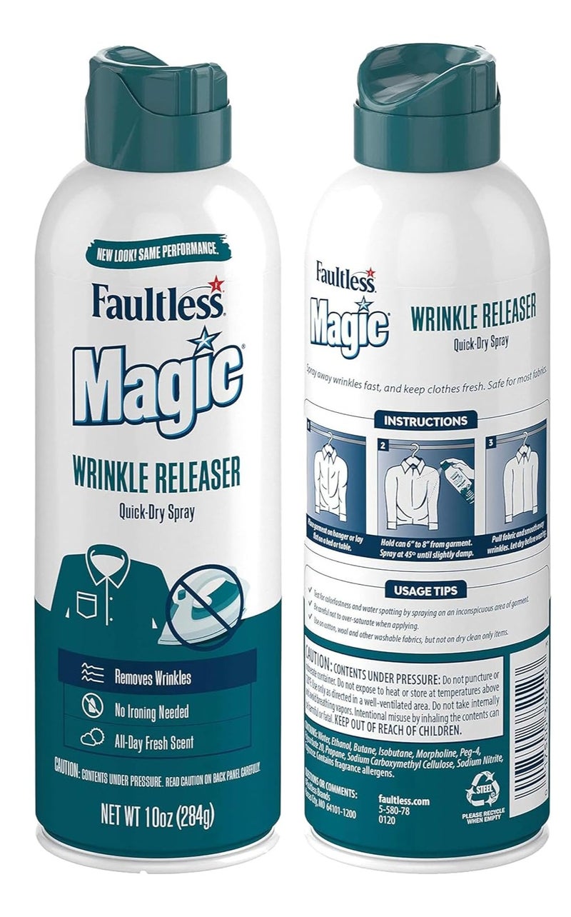 Faultless Magic Wrinkle Releaser Quick-Dry Spray, 284 g / 10 oz Fabric Freshener for Removing Wrinkles Without Ironing, All-Day Fresh Scent for Washable Clothing and Fabrics - Image 3
