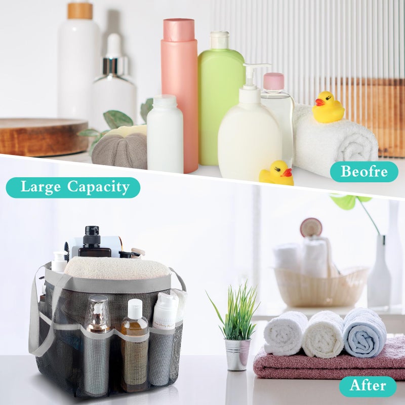 Attmu 2 Pack Mesh Shower Caddy Portable for College Dorm Room Essentials with 8 Pockets, Hanging Shower Caddy Dorm Basket, Quick Dry Shower Bag for Bathroom - Image 5