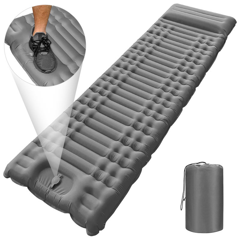 4'' Thick Inflatable Sleeping Pad with Pillow and Built-in Pump Lightweight Waterproof Sleeping Mat Air Mattress for Camping Car Traveling Hiking Backpacking - Image 1