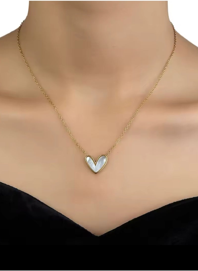 sixtyfour Elegant Stainless Steel Gold Plated Necklace For Women  - Image 1