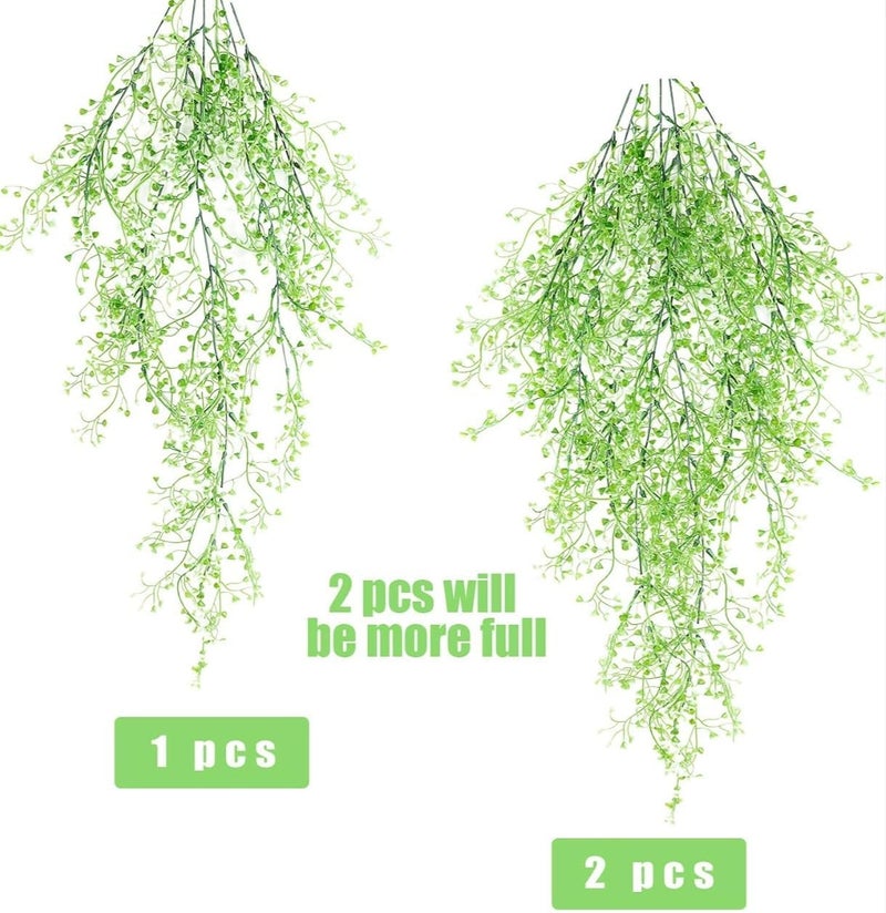 VRB Dec 2 Pcs Artificial Dry Baby's Breath Greenery Hanging Plants Vines Fake Ivy Hanging Flowers Vine Wall Hanging for Home Decor,Wall,Balcony Decoration. (2, White Baby's Breath Fern Hanging) - Image 3