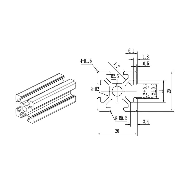 1PC Black 2020 European Standard Anodized Aluminum Profile Extrusion 100mm - 800mm Length Linear Rail 500mm for CNC 3D Printer Leisurely(450mm) - Image 4