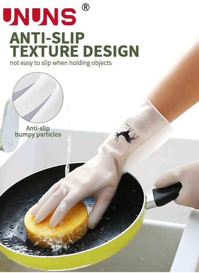 UNUNS 3 Pairs Household Cleaning Gloves - Reusable Kitchen Dishwashing Gloves Rubber Gloves with Latex Free, Waterproof, Non-Slip  - Image 2