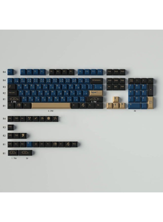 Sumgsn Blue Samurai Keycaps 129 Keys PBT Cherry Profile Keycaps Dye Sublimation with Key Puller for RK61 GK61 Anne Pro Cherry Mx Mechanical Keyboard - Image 2