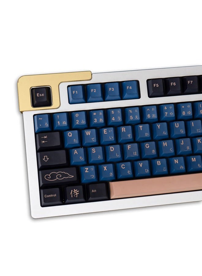 Sumgsn Blue Samurai Keycaps 129 Keys PBT Cherry Profile Keycaps Dye Sublimation with Key Puller for RK61 GK61 Anne Pro Cherry Mx Mechanical Keyboard - Image 1