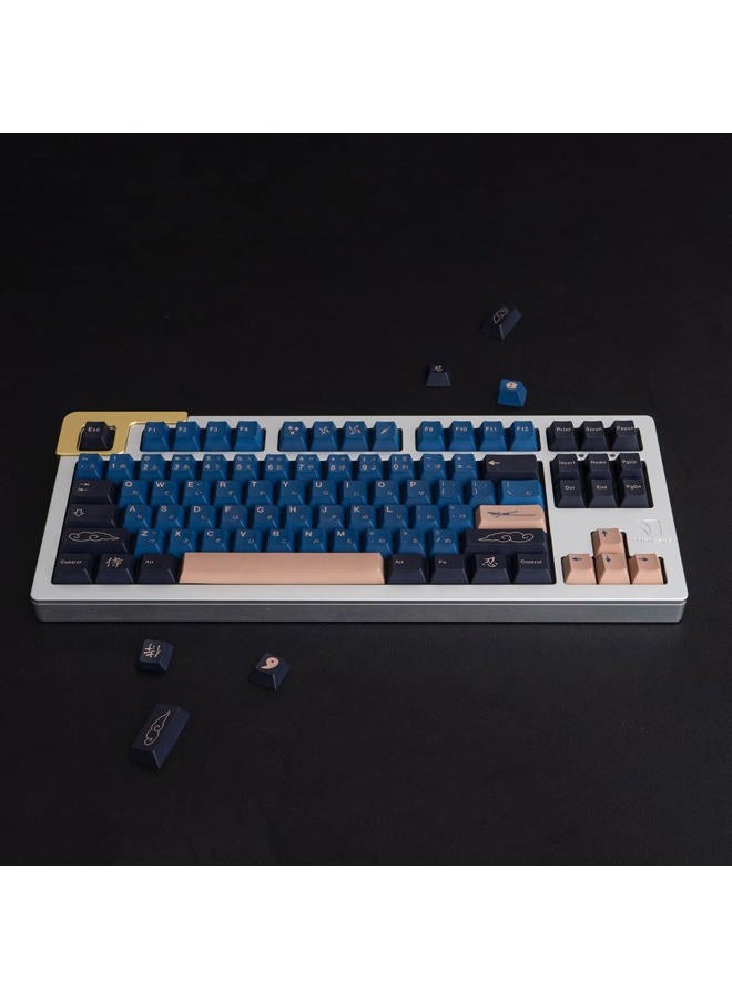 Sumgsn Blue Samurai Keycaps 129 Keys PBT Cherry Profile Keycaps Dye Sublimation with Key Puller for RK61 GK61 Anne Pro Cherry Mx Mechanical Keyboard - Image 5
