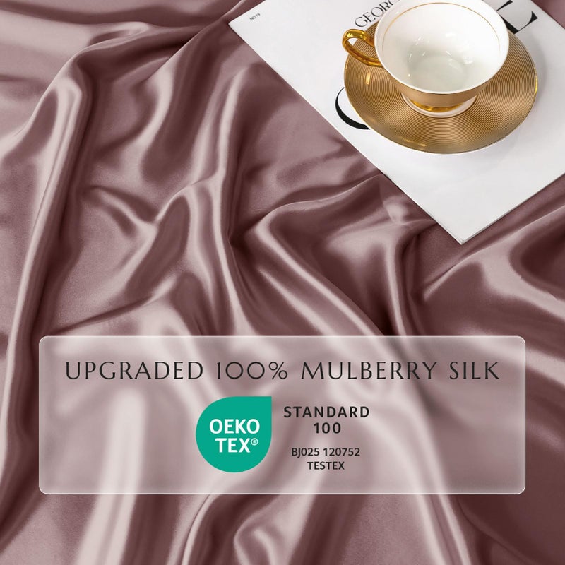 THXSILK THXSILK Natural Silk Fitted Bed Sheet  100% 7A+ Silk  Deep Pocket to 16""  Soft and Wrinkle Free  1 Fitted Sheet Only (Queen  Purple)  - Image 3