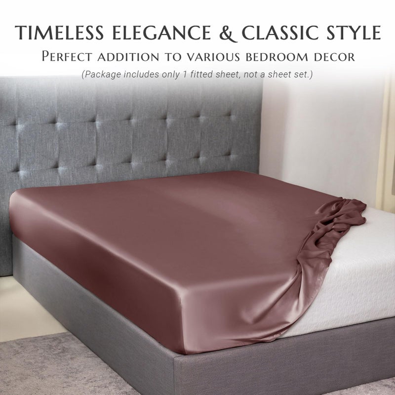 THXSILK THXSILK Natural Silk Fitted Bed Sheet  100% 7A+ Silk  Deep Pocket to 16""  Soft and Wrinkle Free  1 Fitted Sheet Only (Queen  Purple)  - Image 2