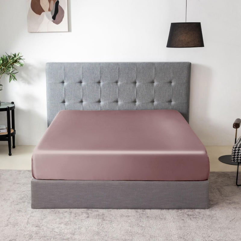 THXSILK THXSILK Natural Silk Fitted Bed Sheet  100% 7A+ Silk  Deep Pocket to 16""  Soft and Wrinkle Free  1 Fitted Sheet Only (Queen  Purple)  - Image 1