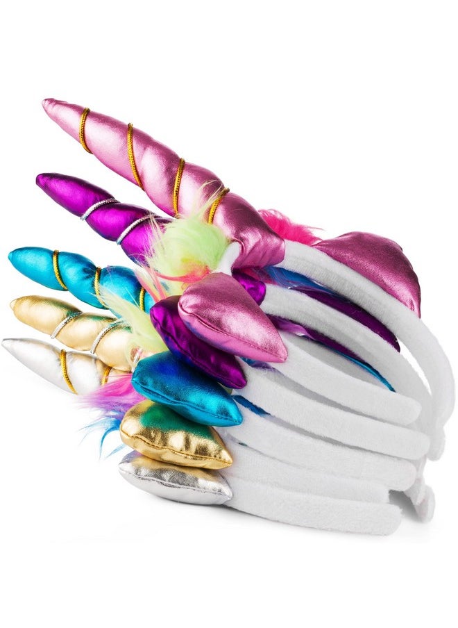 Bedwina - Unicorn Headband (Pack Of 12) Unicorn Headbands For Girls Party Favors And Rainbow Unicorn Birthday Party Supplies For Kids Sparkling And Flexible Horn Hair Accessory - Image 1