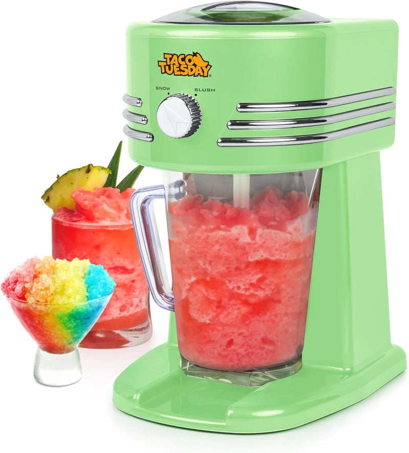 Nostalgia Taco Tuesday Frozen Drink Maker and Margarita Machine for Home - 40-Ounce Slushy Maker with Stainless Steel Flow Spout - Easy to Clean and Double Insulated - Lime Green - Image 1