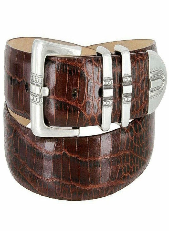 Belts.com BS8216 Genuine Full-Grain Cowhide Leather Designer Golf Dress Belt 1-1/8"(30mm) Wide, Style A- Alligator Brown, 36 - Image 1