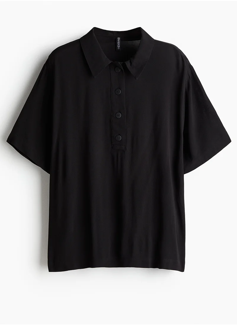 H&M Sheer CrÃªpe Polo Shirt