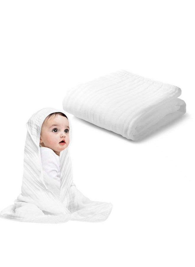 Arnzion Baby Hooded Towels for Babies and Toddlers, Muslin Baby Bath Towel Soft and Absorbency for Boys and Girls (Pure White 1 Pack) - Image 1