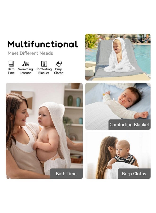 Arnzion Baby Hooded Towels for Babies and Toddlers, Muslin Baby Bath Towel Soft and Absorbency for Boys and Girls (Pure White 1 Pack) - Image 3