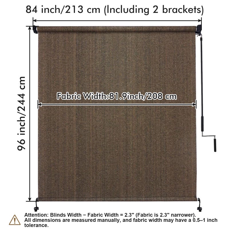 Artpuch Outdoor Roller Shade 7' W x 8' H, Mocha Exterior Cordless Patio Shades Roll Up Blinds with Spliced Pole Design, (2 Poles, One-Piece Fabric) - Image 5