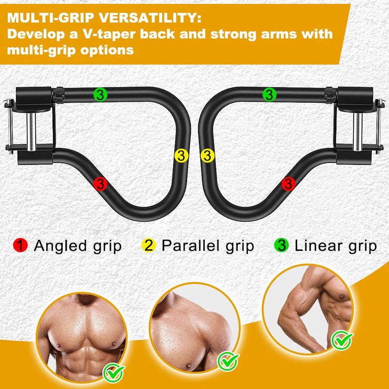 Kipika Dip Bar Attachment For Squat Rack With 1"" Hole  Multi Grip Set Of 2  Narrow & Wide Grip Handles For Dips  Inverted Rows  Push-Ups  Australian Pull-Ups (For 3"" X 3"" Squat Rack With 5/8"" Or 1"" Hole) - Image 4