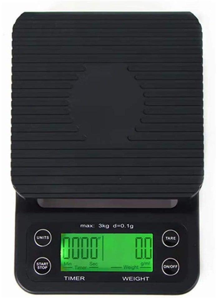 Multifunctional Electronic Digital Coffee Scale with Timer High Precision Weight -0.1 to 3000g for Kitchen