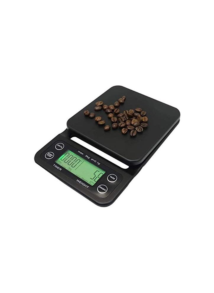 Multifunctional Electronic Digital Coffee Scale with Timer High Precision Weight -0.1 to 3000g for Kitchen