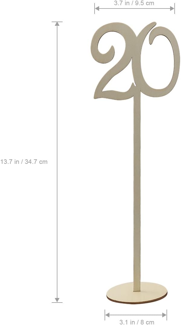 Tinksky 20pcs 120 Wooden Table Numbers with Holder Base for Wedding or Home Decoration Wood Color - Image 3
