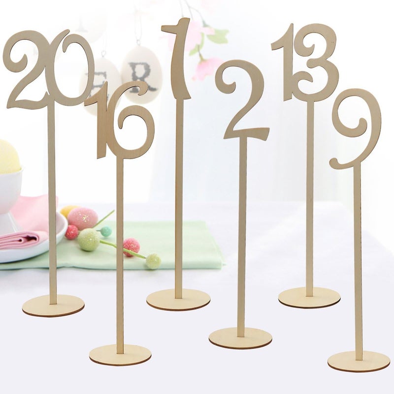 Tinksky 20pcs 120 Wooden Table Numbers with Holder Base for Wedding or Home Decoration Wood Color - Image 4