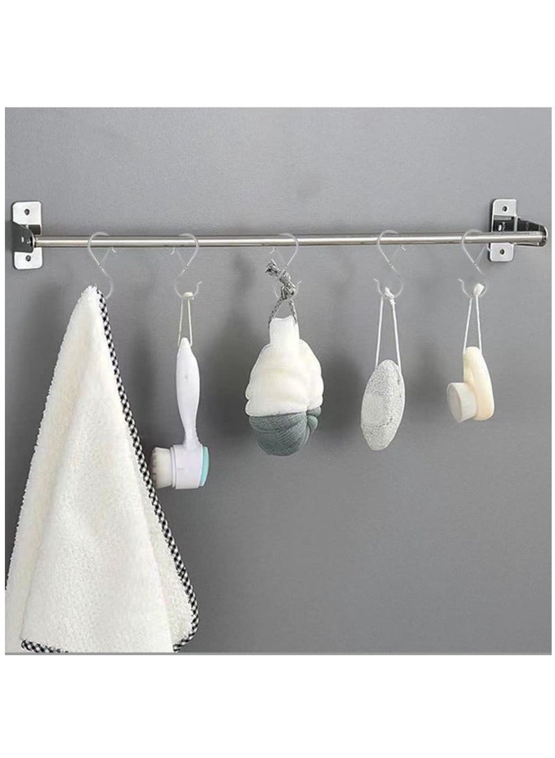 S Hooks for Hanging, Heavy Duty S Hooks with Safety Buckle S Shaped Hooks Kitchen Pot Rack Hooks Closet Hooks for Hanging Plants, Clothes, Kitchen Utensil, Pots and Pans, Bags 8 Pcs, Silver - Image 5