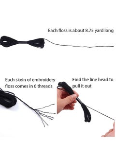 24 Skeins Cross Stitch Threads, Black and White Cotton Embroidery Floss Friendship Bracelets Floss with 12 Pieces Floss Bobbins for Knitting, Cross Stitch Project