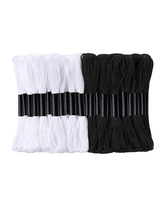 Generic - 24 Skeins Cross Stitch Threads, Black and White Cotton Embroidery Floss Friendship Bracelets Floss with 12 Pieces Floss Bobbins for Knitting, Cross Stitch Project - Image 1