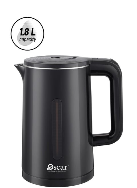 OSCAR | Electric Kettle | Model: OKT18LSBK | 1.8L Capacity | Anti Dry Burning Function | Safety Locking Lid | 1.5 kW Heating Element | Durable and Efficient for Home Use