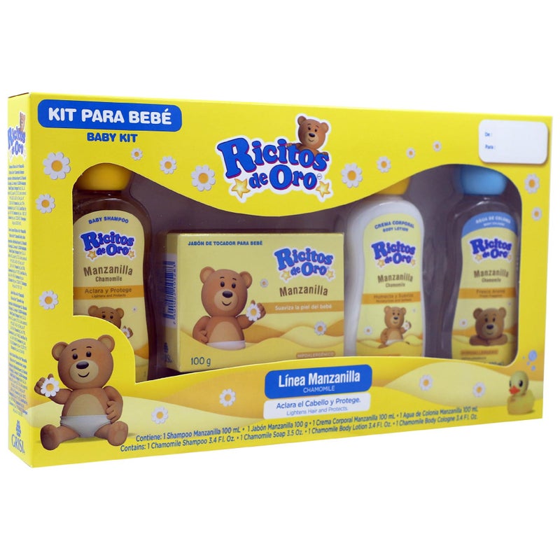 Ricitos de Oro Baby Kit, Chamomile, Hypoallergenic Products, Chamomile Shampoo, Bar Soap, Body Lotion, Body Cologne, 4 Products Inside, One Kit - Image 2