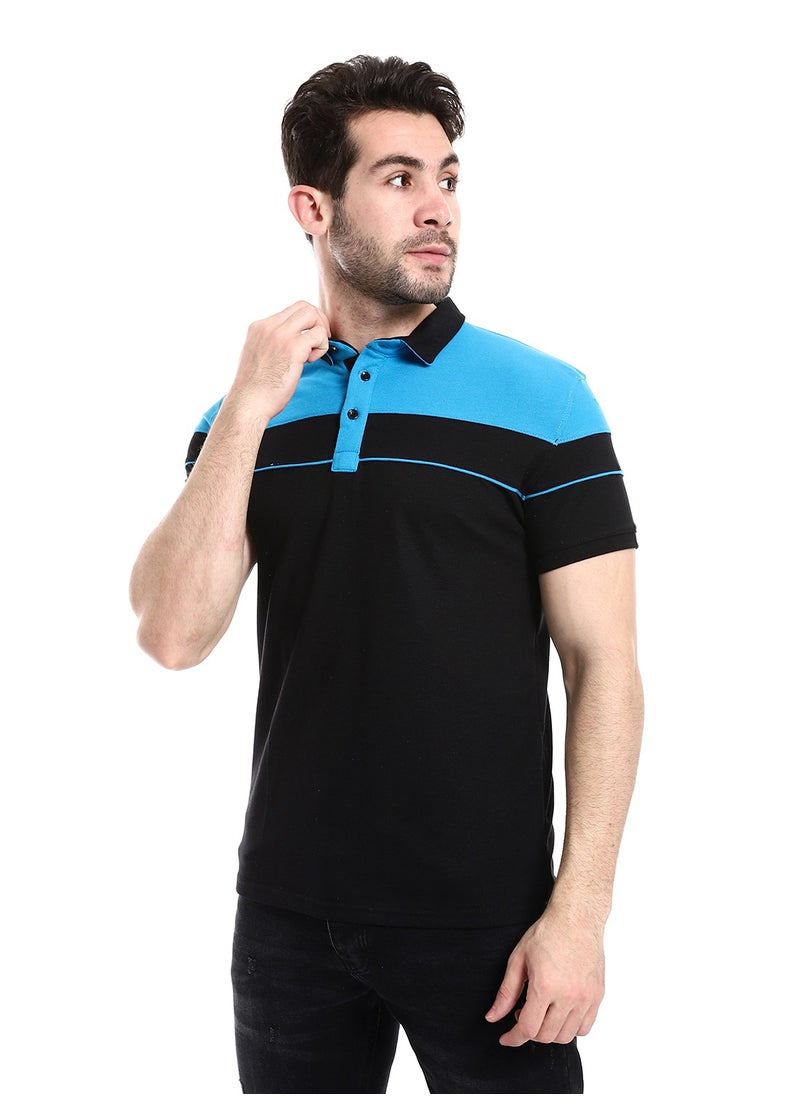 Caesar Pique Polo Shirt With Classic Collar And Buttons  - Image 1