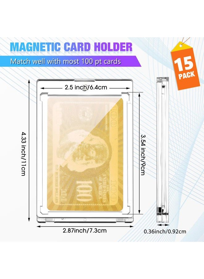 Satinior 15 Pcs 100 Pt Magnetic Card Holder for Trading Cards, Magnetic Card Holder Cases Magnetic Card Case Clear Card Protectors for Thick Baseball Football Hockey Cards - Image 2