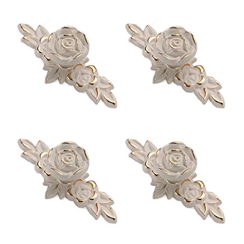 Joyindecor Antique Euro Rose Cabinet Knobs with Backplate, Vintage Kitchen Zinc Alloy Flower Drawer Pull Handles for Dresser Vanity Nightstand Cupboard Wardrobe, 4 Pack (Golden Edge) - Image 1