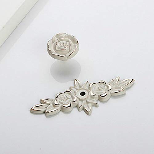 Joyindecor Antique Euro Rose Cabinet Knobs with Backplate, Vintage Kitchen Zinc Alloy Flower Drawer Pull Handles for Dresser Vanity Nightstand Cupboard Wardrobe, 4 Pack (Golden Edge) - Image 2
