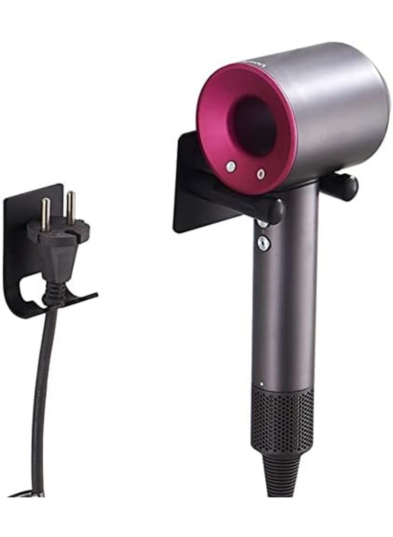 Luckam حامل مجفف الشعر، رف مجفف الشعر اللاصق للجدار، رف مجفف الشعر متعدد الوظائف من سبائك الألمنيوم للحمام وصالون الحلاقة - Image 1