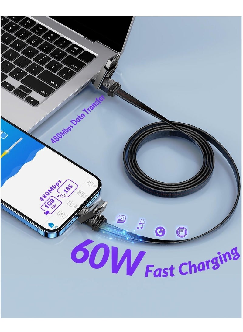 4 in 1 Charging Cable, USB A to USB C to Lightning Cable 4ft, 60W Fast Charging & Data Transfer, Travel Charger for Multiple Devices, All in One Multi Charger Cord for iPhone 15 Pro Max iPad - Image 3