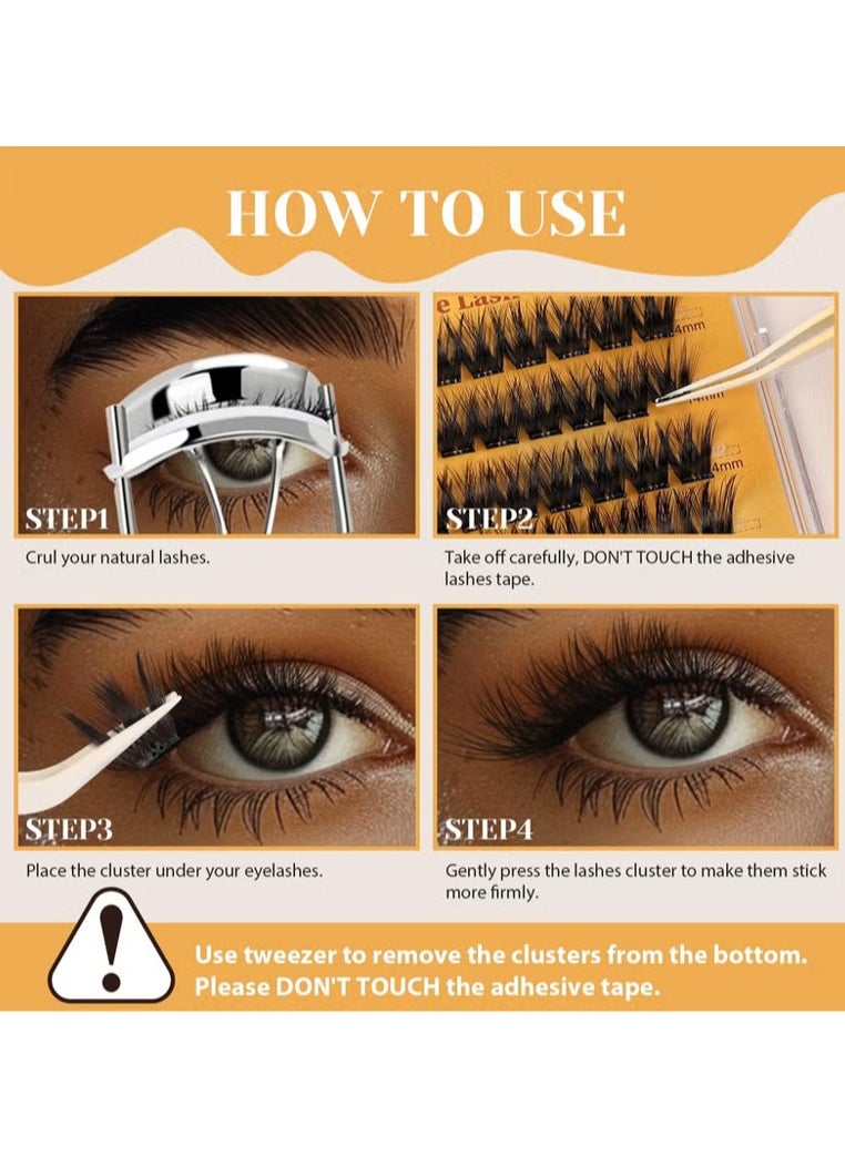 Huapan - Self Adhesive Eyelashes Clusters Kit, False Eyelashes D Curl Pre Glued Lash Clusters Wispy Lashes Kit with Tweezers for Beginners, Press On Glueless Lash Extension Kit 10 to 16mm ,100PCS - Image 1