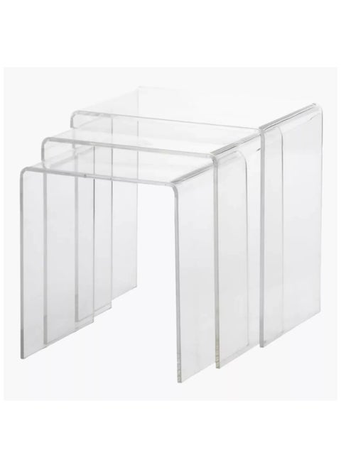 Acrylic Clear Nesting Tables, Coffee Table, End Table, Living Room Table, Adjustable Coffee Corner Table (1 set Of 3 Pcs) (40 Cm Big) (35 Cm MED) (30 Cm SML)