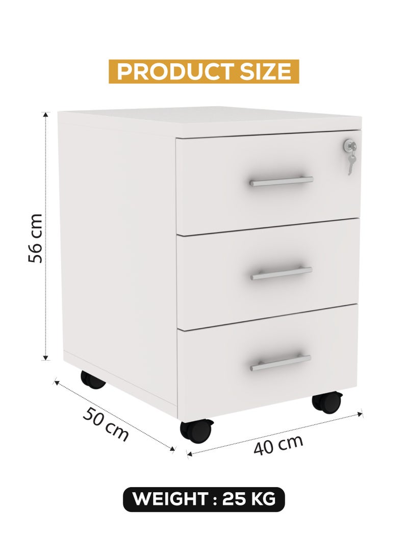 RIGID - Three Drawer Mobile Pedestal Storage Unit Beige 56x40x50cm - Image 1