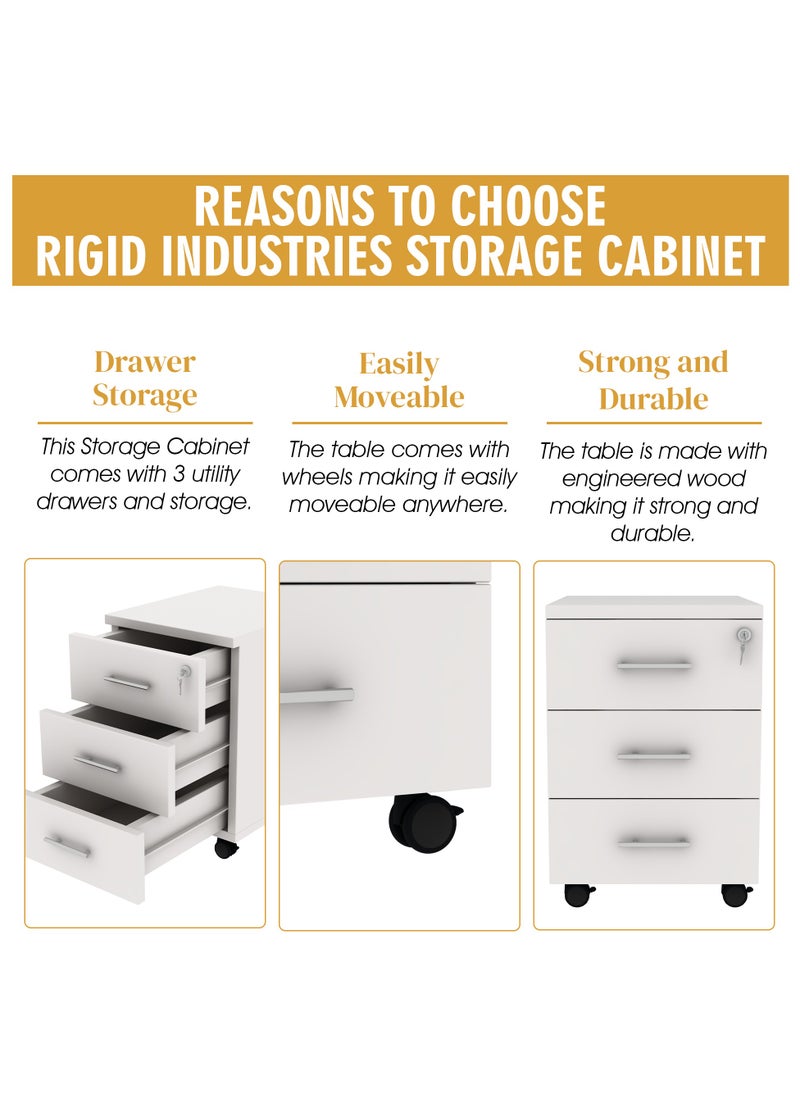 RIGID - Three Drawer Mobile Pedestal Storage Unit Beige 56x40x50cm - Image 1