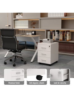 RIGID Three Drawer Mobile Pedestal Storage Unit Beige 56x40x50cm  - Image 3