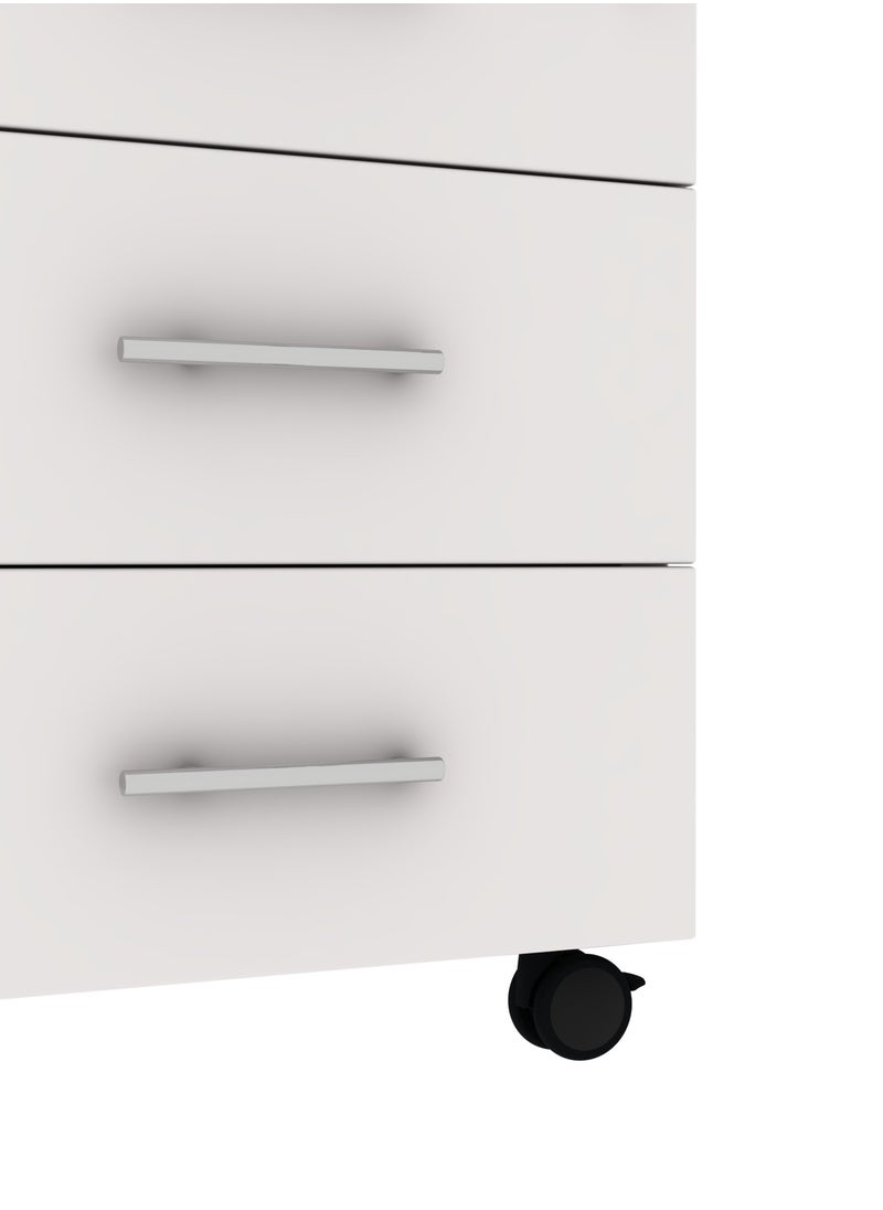 RIGID - Three Drawer Mobile Pedestal Storage Unit Beige 56x40x50cm - Image 1
